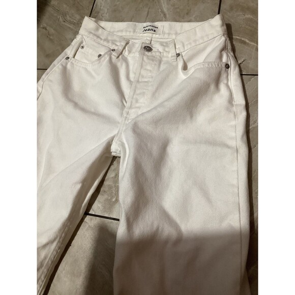 Sold Reformation Jeans Fawcett Jean White High Rise Straight Leg Raw Hem Flawed - Picture 3 of 11